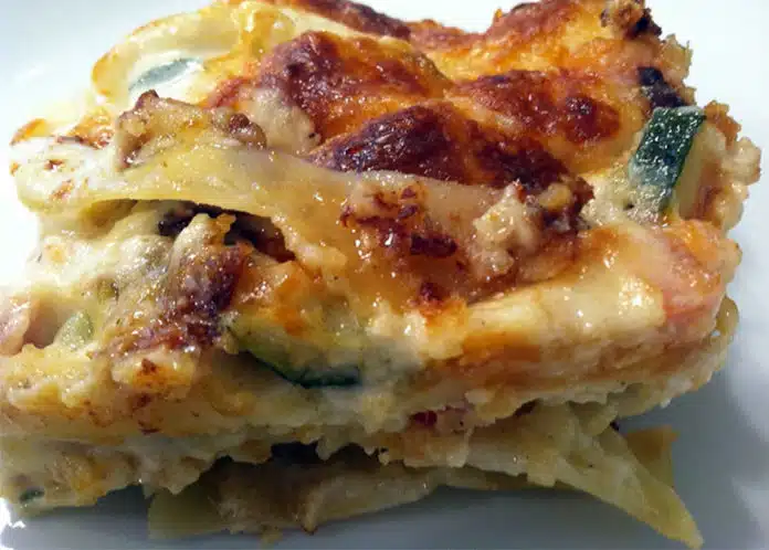 Lasagnes aux courgettes et au jambon