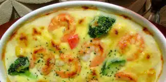 Gratin aux brocolis et crevettes