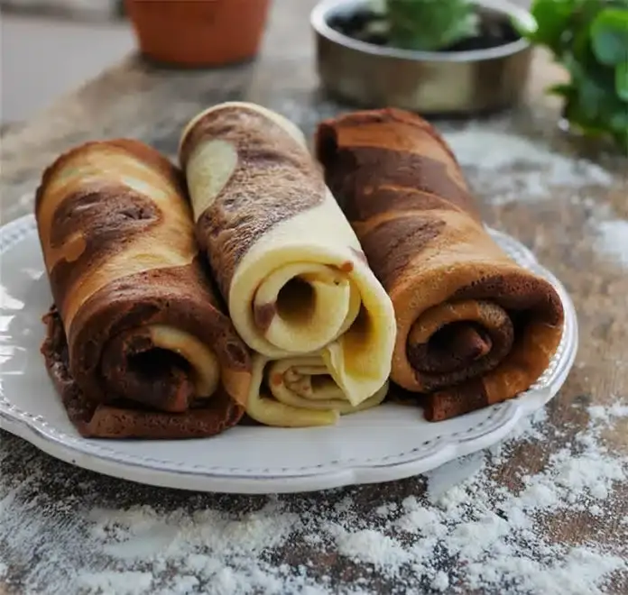 Crêpes marbrées vanille-chocolat