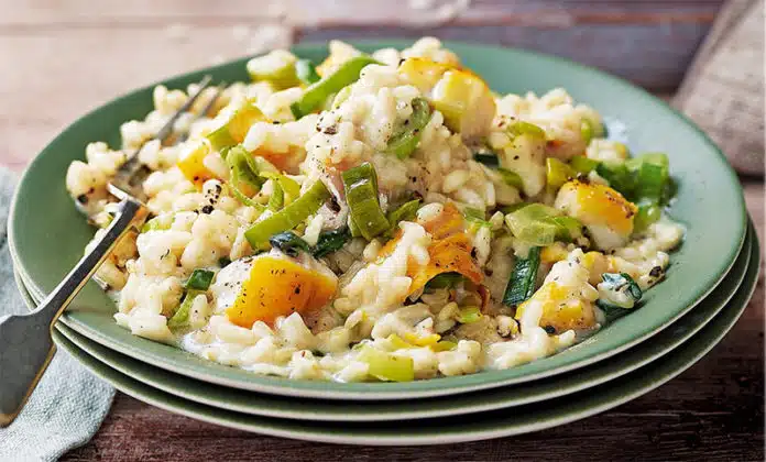 Risotto au poireau et saumon fumé