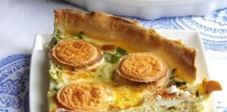 Tarte de poireaux, jambon et chèvre