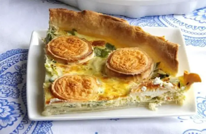 Tarte de poireaux, jambon et chèvre