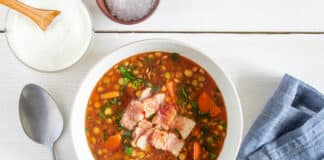 Soupe de lentilles et lardons